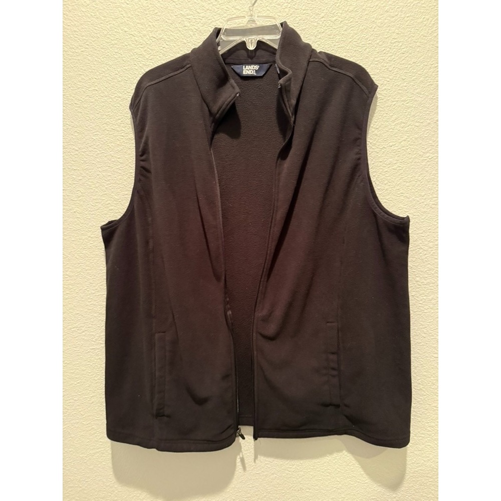 Lands' End Women's‎ 2X Black Fleece Vest Full Zip Pockets Cozy Warm Plus 20W-22W - Picture 6 of 9
